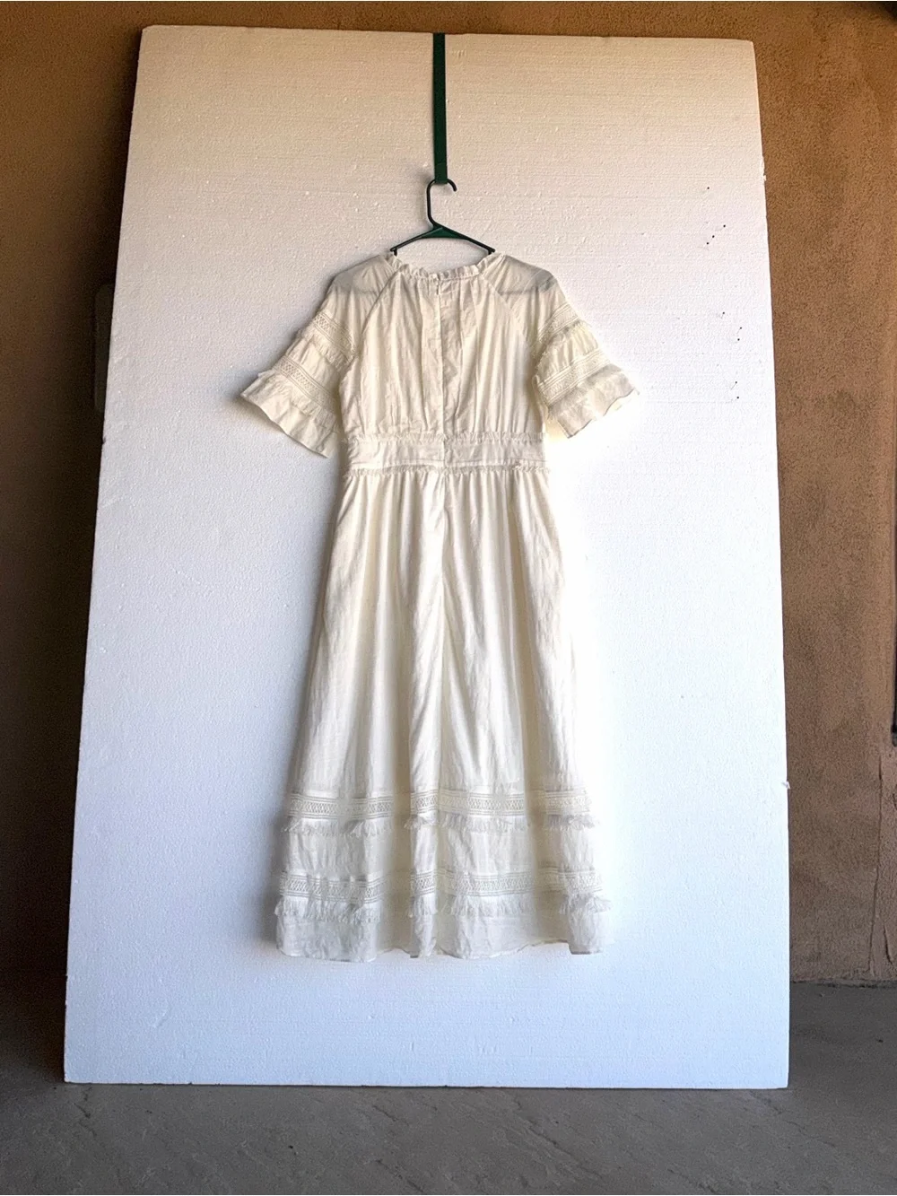 & Other Stories Cream Boho Lace-Trim Midi Dress - Picture 2 of 11